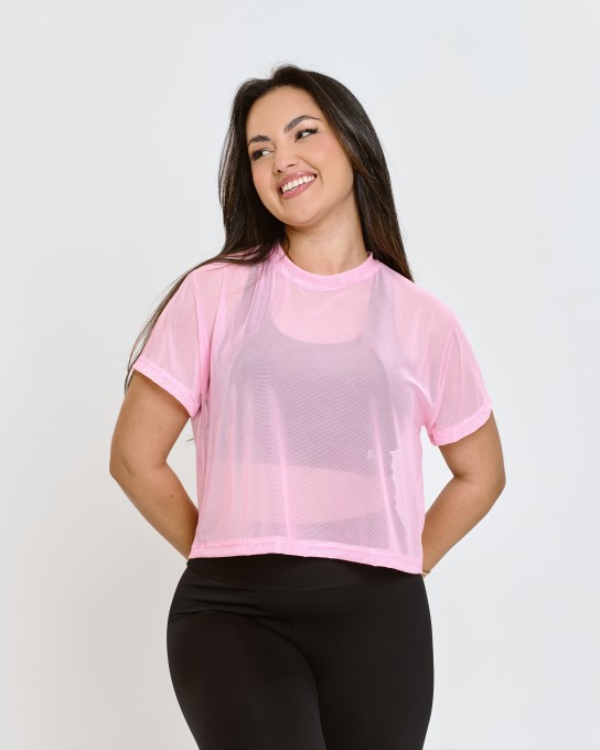 Cropped Power de Tule Rosa