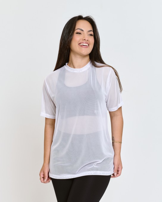 Blusão Power Oversized de Tule Branco