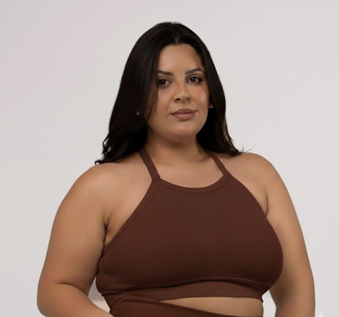 Top Canelado Plus Size Alças Cruzadas