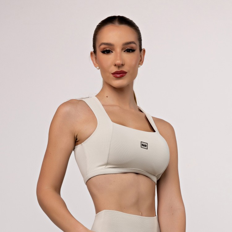 Top Cropped Canelado Decote Reto