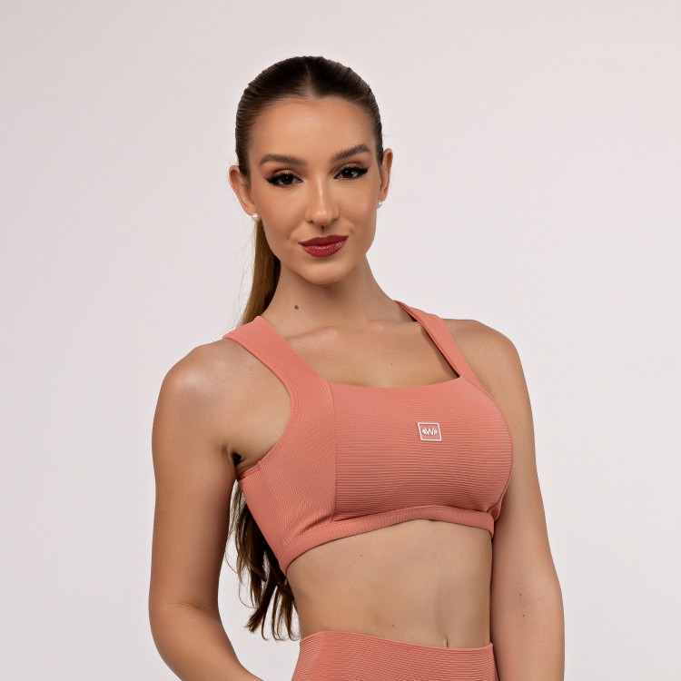 Top Cropped Canelado Decote Reto