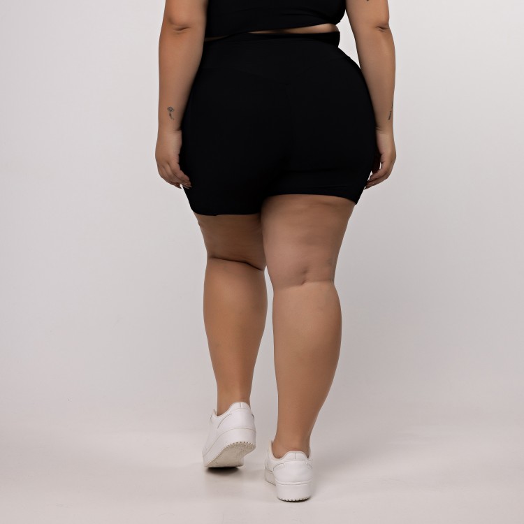 Short Canelado Recorte Plus Size