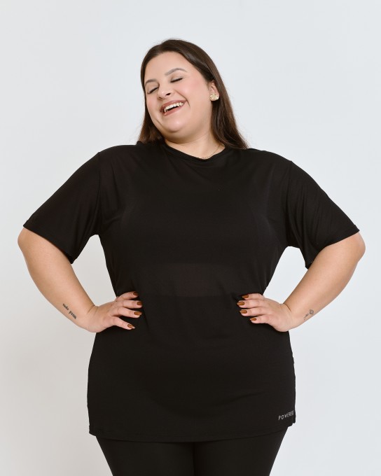 Blusão em Poliamida Plus Size Preto