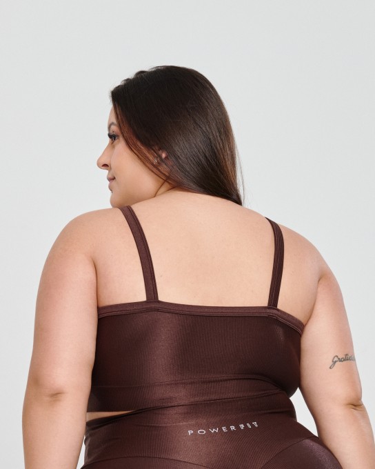 Top Canelado Alcinha Plus Size Dark Oak