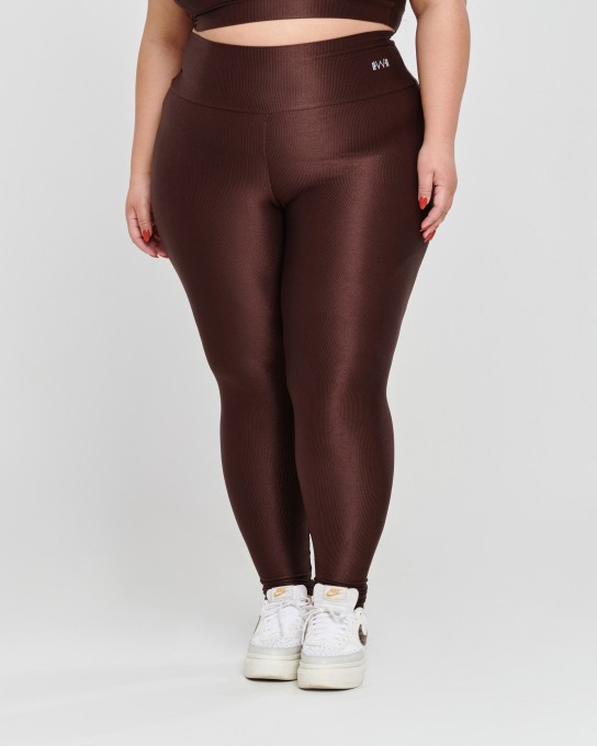 Calça Canelada Recorte V Plus Size Dark Oak