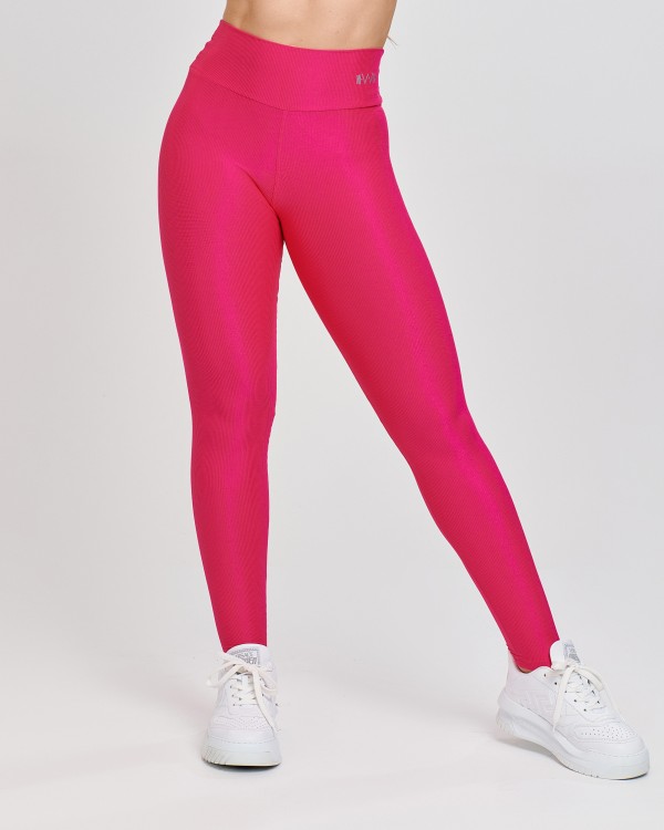 Calça Canelada Recorte V Hot Pink