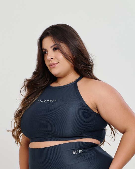 Top Canelado Halter Neck Plus Size Chumbo