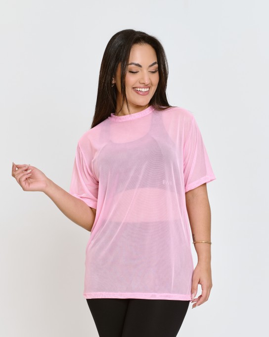 Blusão Power Oversized de Tule Rosa