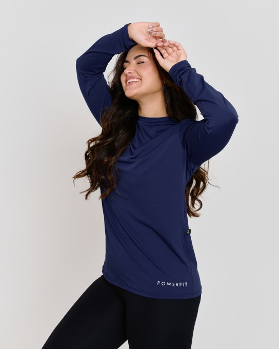 Blusa Dry Fit Unissex Manga Longa Marinho