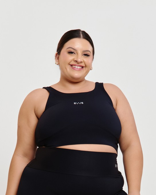 Top Cropped Motion Plus Size Preto