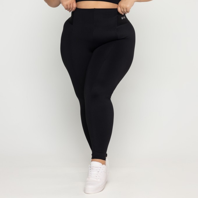 Calça Recortes Montaria Plus Size Preto