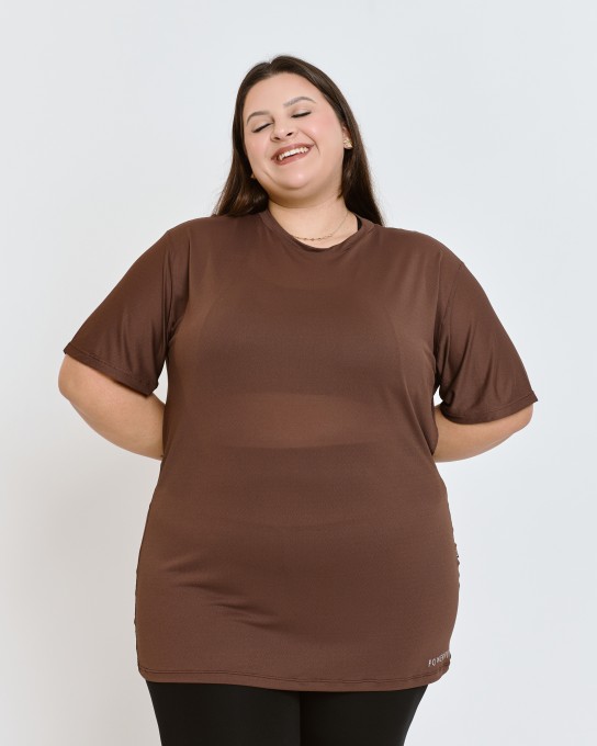 Blusão em Poliamida Plus Size Café